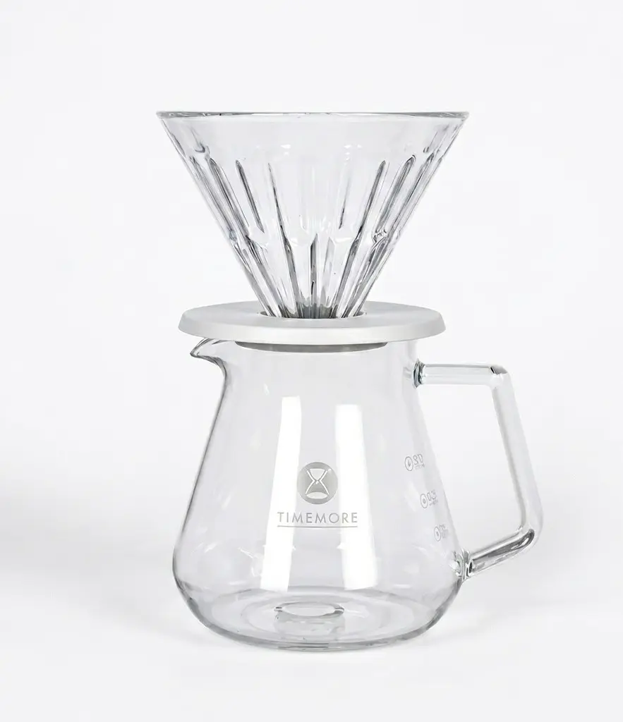 Timemore Crystal Eye Brewer Set Glass Dripper 02 White holder- 600 ml
