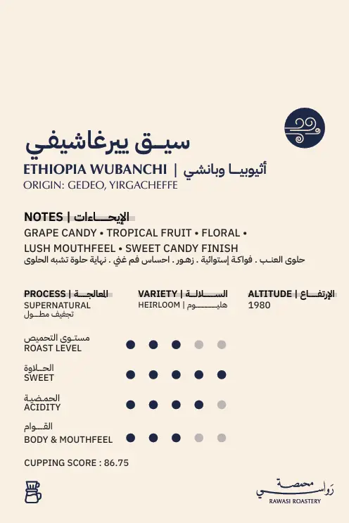 ETHIOPIA WUBANCHI SN 250g \ Rawasi Roastery