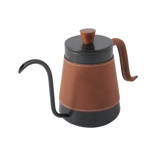 Wooden Handle Kettle with Leather Cover (Black)