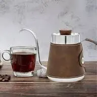 Wooden Handle Kettle with Leather Cover (WHITE)